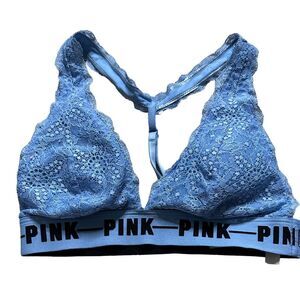 PINK VICTORIA’S SECRET Women’s Baby Blue Very Sexy Lace Racerback Bralette Size